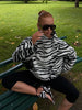 Zebra Print Asymmetric Coats Women Chic Wrap High Collar Oversized Drop‑shoulder Jacket Fall Winter Streetwear Outerwear