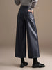 PU Leather Capri Pants Women Autumn Winter Chic Short PU Leather Pants Elegant LeatherTrousers