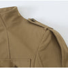 Women Khaki Cargo Two‑Piece Outfit Stand Collar Gold Button Slim Jacket High Waist Shorts Autumn Vintage Street Matching Set