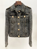 High Street F/W Designer Women's Lion Buttons Stone Wash Denim Jacket