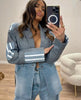 Autumn Korean-style Women's Denim Patchwork Notched Single-button Design Suits High Street Casual Blazers