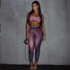 Women Sexy Tie Dye 2 Piece Set Supendency Striped Print Crop Tanks+Contast Color Matching Trousers Female Attractive Suits