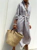 Autumn Long Sleeve Shirt Dress Elegant Belt Long Dress For Women Print Button Lapel Neck Casual Dresses Robe Femme