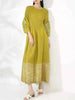 Women's Dress With Flower Ruffles Sleeves Round Neck Loose Big Size Long Dresses 2DB1142
