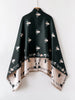 English: Bee Floral Print Open Front Shawl Wrap, Reversible Tassel Poncho Cape, Women Warm Throw Blanket Scarf for Daily Travel