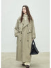 Spring Autumn Oversized Khaki Long Trench Coat for Women Double Breasted Loose Casual European Overcoat