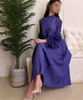 Yudx Purple Pleated High Neck Maxi Evening Dress, Ruffle Sleeve Women's Wedding Guest Ramadan Party Dress