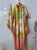 Loose plus size women's clothing retro geometric positioning print tie pullover dress slit skirt + scarf two-piece set
