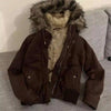 Y2K Vintage Autumn and Winter Lamb Fleece Lining Jackets Women's Cotton Brown Zipper Hooded Jacket Fur Collar Keep Warm Coat