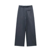 Women Solid Lace Up Side Zipper Straight Pants Vintage High Elastic Waist Female Chic Lady Trousers