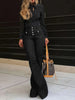 Women Jeans Flare Pants High Waist Streetwear Pockets Buttons Trousers Autumn Female Casual Stretch Denim Floor Length