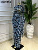 Women Floral Print O-neck Ruched Bodycon Long Maxi Dress Spring Evening Birthday Club Party Vestidos Sexy Dresses