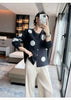 Color Contrast Polka Dot Print Pleated Cardigan Blouse Versatile Shirt Women's Short Coat Spring 2DE391