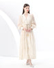 Spring Autumn French Women's Dress Lace Embroidery V-neck Lantern Sleeves Single Breasted Party Birthday Dress C192