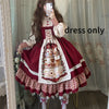 Christmas Lolita Dress Kawaii Women Year Sweet Lace Ruffle Patchwork Puff Long Sleeve Red Princess Plaid