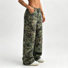 Women Army Green Camouflage Wide Leg Cargo Pants Loose Baggy Casual Streetwear Long Trousers For Ladies Daily Outfit
