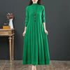 Autumn/Winter Women Knitted Dress Solid Loose Pullover Half High Collar Long Knitted Sweater Dress Female High-Quality