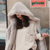 Coat Women's Autumn and Winter Loose Plush Faux Rabbit Fur Hooded Cardigan Women Casual Medium Length Fur Coat
