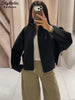 Casual Knitted Women's Coat Stand Collar Zippers Loose Full Sleeve Lady Sweater Autumn Winter Female High Street Coats