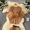 Elegant Rhinestone Pleated Skirt Sets Slim Party Club Vintage Dress American Women Clothes Two Piece Set 9R3018