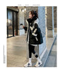 Black Medium Long Parker Cotton Jacket Women's Winter Korean Version Loose Down Cotton Splicing Hooded Coat Warm Top