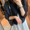Style High‑Quality Women Pleated Blazer, Lapel Single Button Short Long‑Sleeve Coat, Casual Elegant Outerwear