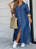 Spring Autumn Casual Shirt Long Dress Elegant Long Sleeve Button Loose Holiday Party Dresses For Women Robe Femme