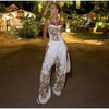 Women's Floral Print Three Piece Set Blazer Corset Top Wide Leg Pant Spring Lady Casual Daily Vacation Party Outfit
