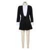 Women Pleated Mini Skirts Suit and Shirt Patchwork Long Sleeve Blazer Matching 2 Two Piece Set Outfits