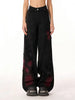Women's Baggy Butterfly Jeans Vintage 90s Aesthetic Cowboy Pants Harajuku Oversize Denim Trousers Y2k 2000s Black Gothic Clothes