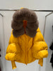 Winter Natural Large Fur Collar Hooded Down Jacket Women White Duck Down Solid Outwear Female Warm Quilted Lantern Sleeve Jacket