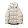 Women Light White Down Jacket with Hood Loose Over Size Casual Autumn Winter Outwear Square Warm Short Coat