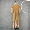 Women's Dress With Flower Ruffles Sleeves Round Neck Loose Big Size Long Dresses 2DB1142