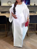 Women Modest Satin Embroidery Bubu Dress For Church Outfits African Traditional Long Loose Square Collar Batwing Sleeve