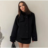 Solid Faux Suede Jackets Women's Stand Collar Full Sleeves Zip Cropped Coat Autumn Winter Lady Casual Outerwear