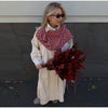 Women's Plaid Scarf Long Trench Coat Loose Stand Collar Full Sleeve Single Breasted Split Coats Autumn Lady Jacket