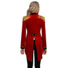 Womens Circus Ringmaster Costume Tuxedo Party Showman Tailcoat Blazer Stand Collar Fringed Shoulder Board Velvet Jacket Coat