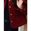 Pirce WineRed Tweed Coats Female Autumn Winter Temperament Short Jacket Korean All-Match O-Neck Outerwear