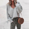 Casual Knitted Sweater Women Streetwear V Neck Long Sleeve Pullovers Loose Solid Coat Autumn Winter Women's Sweater