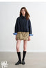 Women Slub Cotton Jackets Spring Cropped Tulip Silhouette Striped Cuff - Turn Up Stand Collar Tops