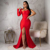 Spring Fall Longuette Long-sleeved Elastic Force Single Sleeve Slim Long Women's Dress