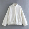 Woman Loose Gray Warm Baseball Jacket Autumn Casual Oversized Bomber Jacket Girls Vintage Thick Warm Outwear