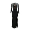 Women Mesh See Through Long Sleeve Diamonds Rhinestones Mermaid Long Dress Fall Evening Sexy Party Dresses Vestidos