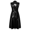 Adults Womens Glossy Open Front Long Jackets with Belt Long Trench Coat Blazer Lapel PU Leather Overcoat Streetwear Clubwear