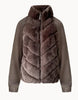 Women Chic Faux Fur Patchwork Short Jacket Cause Full Sleeve Loose Zipper Furry Warm Quilted Coat Lady Winter Street Wear