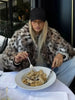 Lady Leopard Print Lapel Fur Coat Women Elegant Single Breasted Loose Jacket Daily Commuting Office Outerwear
