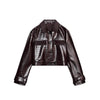 Y2K Punk Embossed Leather Coat Pants Set Women's Chic Lapel Cropped Jacket Matching High Waist Pant Streetwear Lady Outfit