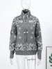 Spring Paisley Cashew Flower Jacquard Jacket For Women Casual Long Sleeve Zipper Sweater Lady Chic Street Knitted Outerwear
