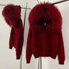 Coat Women Cardigan Natural Fox Fur Coat Women Real Mongolian Fur Knitwear Female Spring Autumn Hooded Knitted Fur Jacket
