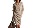 Button Knitted Slim Dresses Women Spring Sexy And Elegant Solid Color Lapel Home Long-sleeved Dress For Women